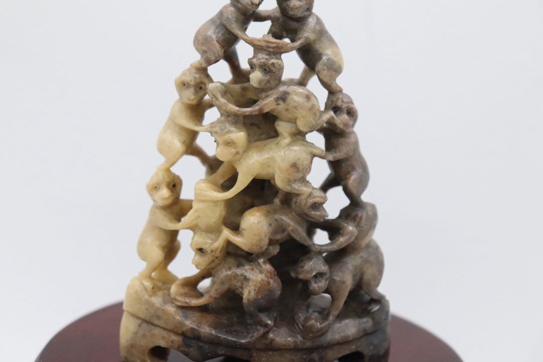 時代　寿山石彫　猿　置物　送料込み251011