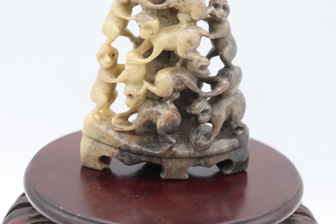 時代　寿山石彫　猿　置物　送料込み251011