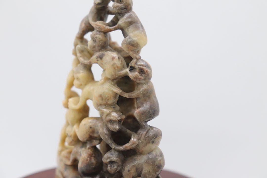 時代　寿山石彫　猿　置物　送料込み251011