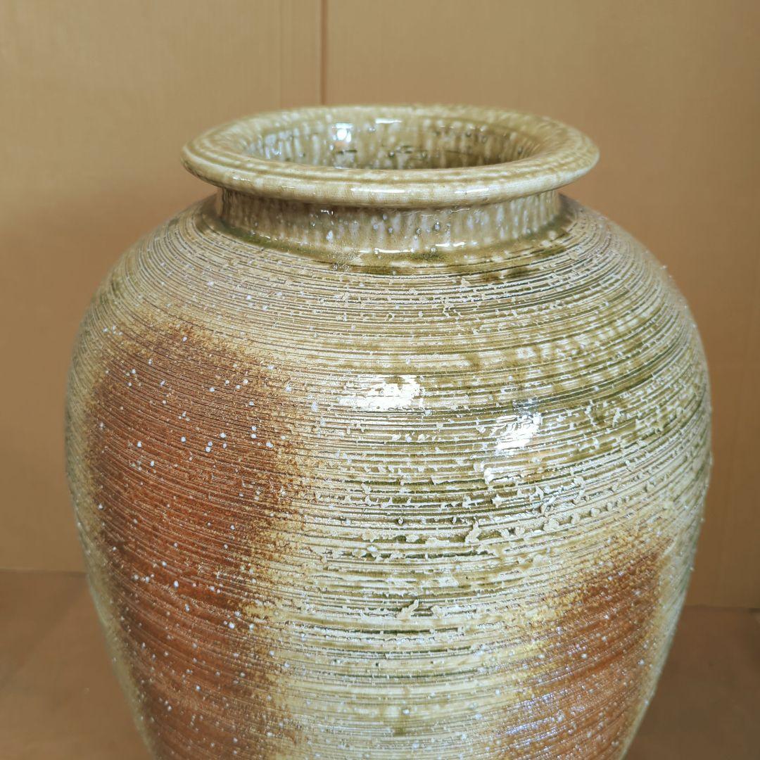 大型　信楽焼　松皮花瓶　20号