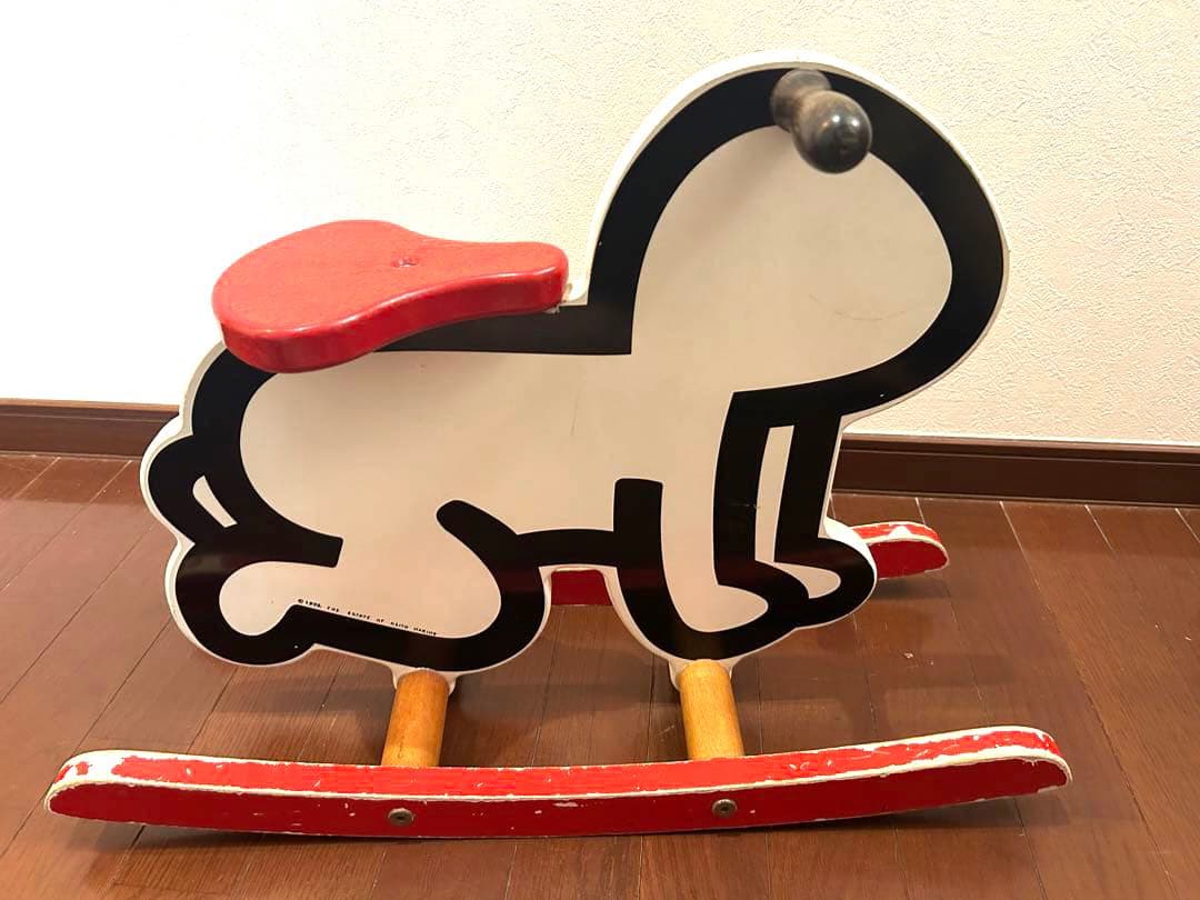 キース・ヘリング　木馬　赤×白　ホワイト　ロッキング