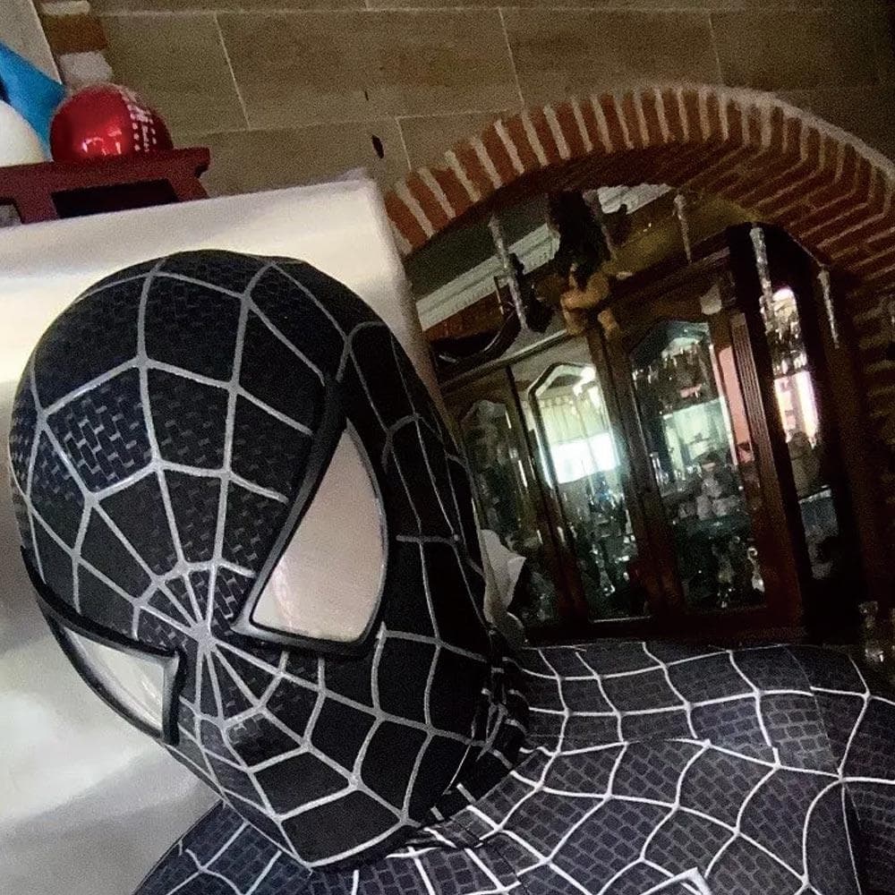スパイダーマン　マスク　コスプレ　1/1サイズ　 3D シェルマスク　black