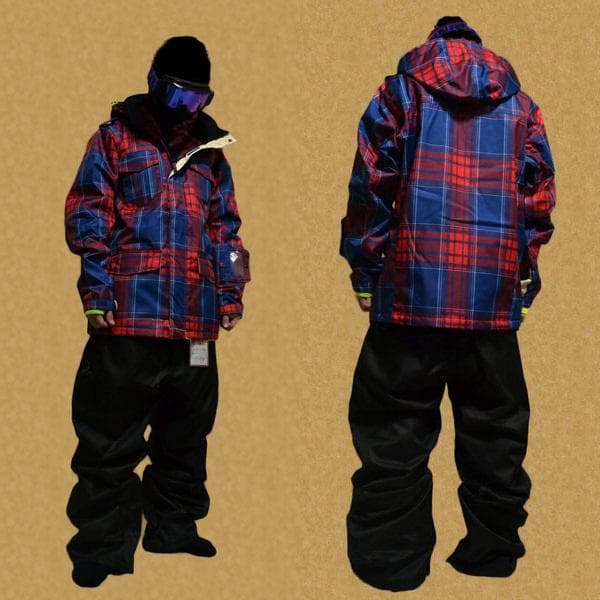 値下げ！【新品】スノーボード ウェア 上下セット FTD 青赤×黒 Lサイズ