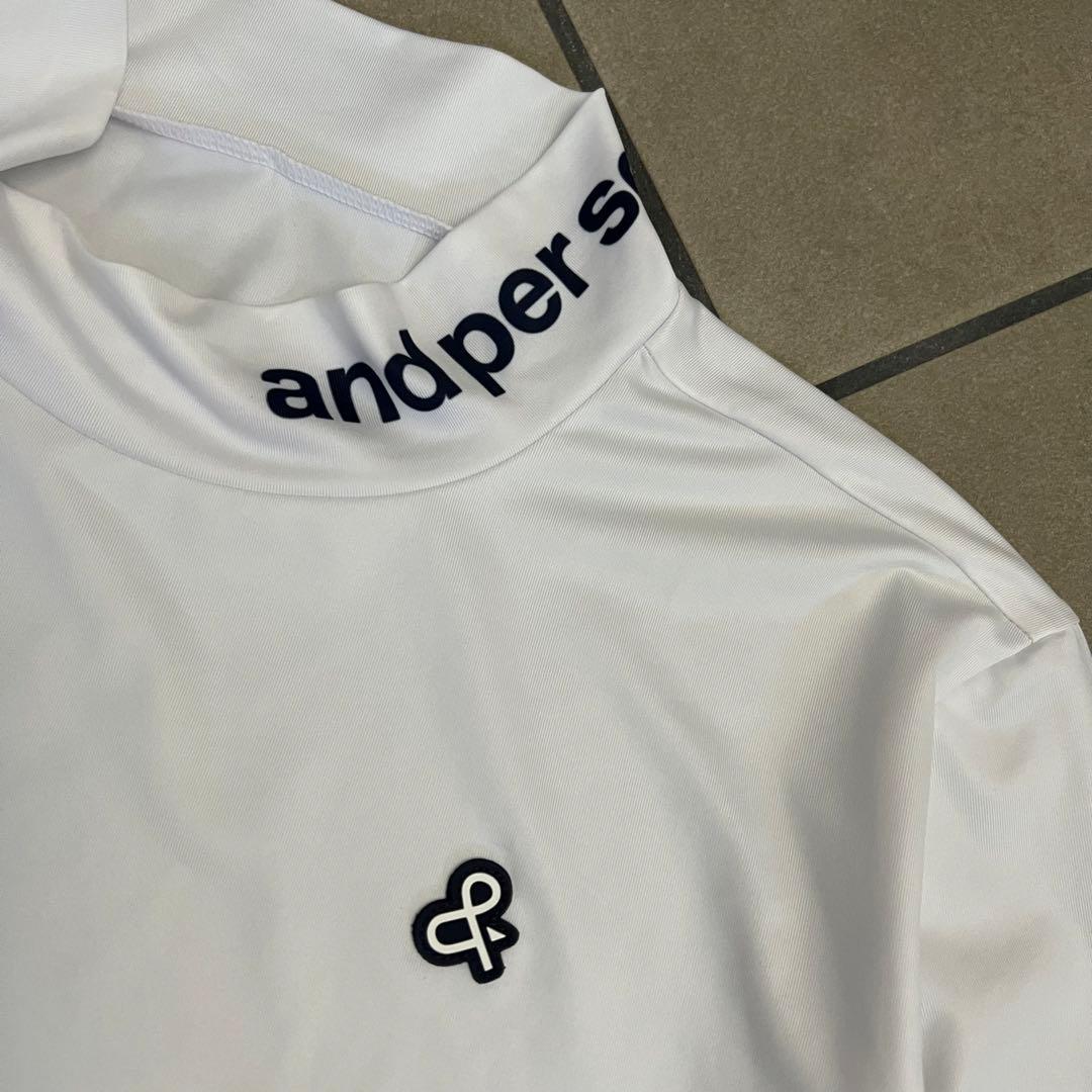 and per se アンパスィ　モックネック　長袖シャツ　L ロゴ　ゴルフ