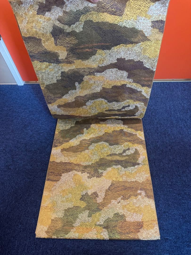 1920 袋帯 古代彫金紋  西陣織   金糸　高級上質上品　約440cm未使用