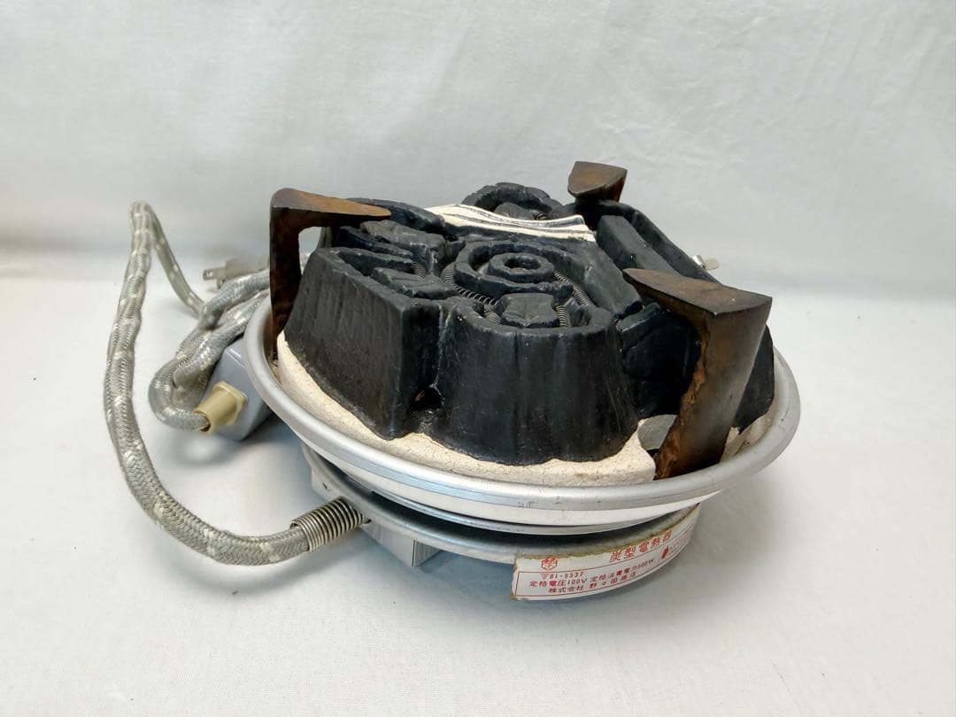 美品 茶道具 七宝透 置炉 磨入子 野々田電熱器 2点セット 元箱