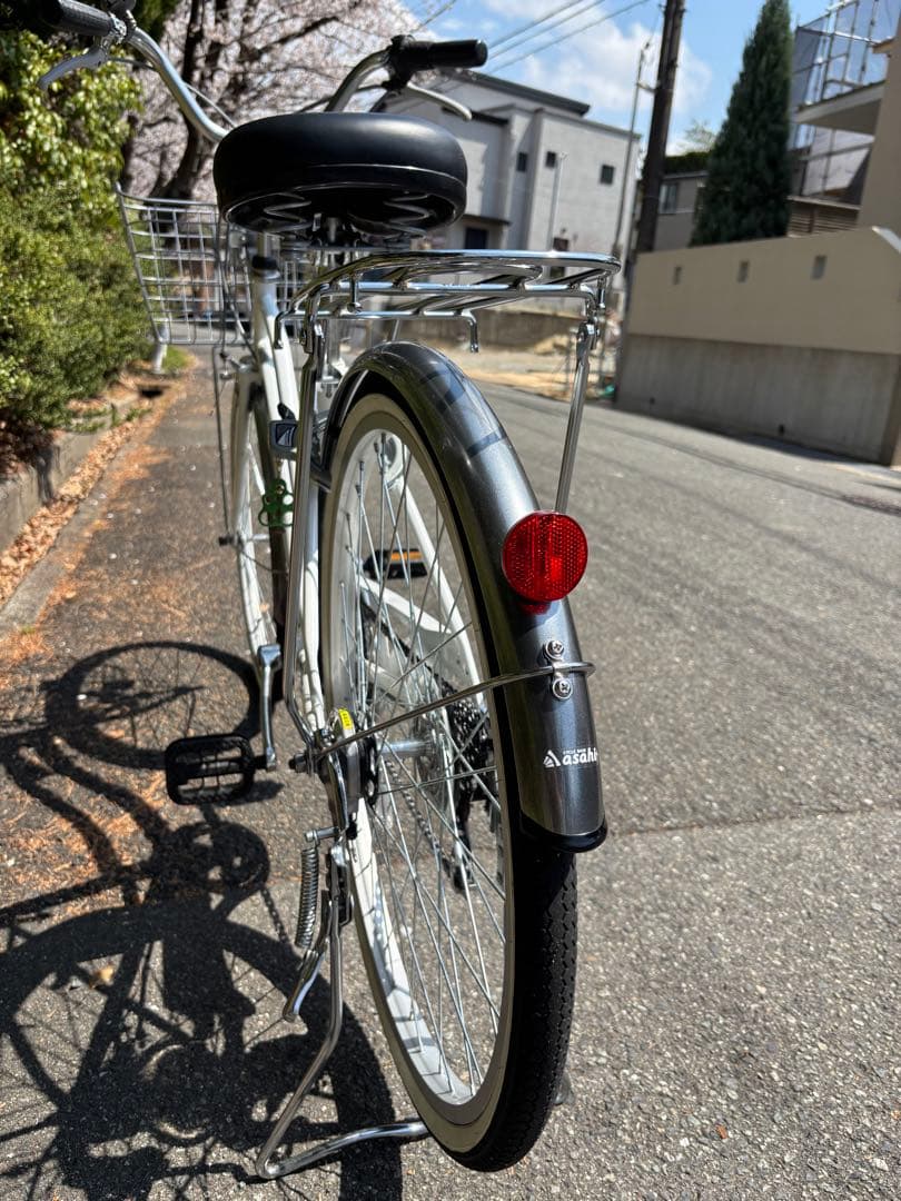 Asahi 27インチ シティサイクル ブラック 前バスケット付き