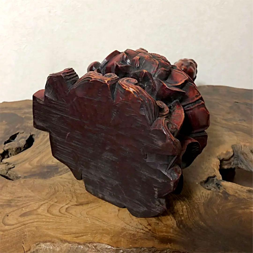 中国仏教美術 古木 一刀彫 蓮乗観音菩薩