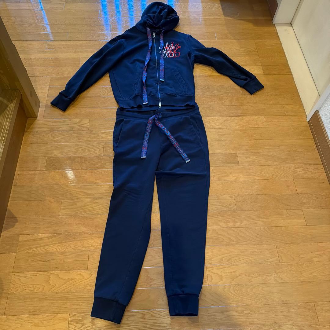 モンクレールフード付きジャージ上下セット ネイビー