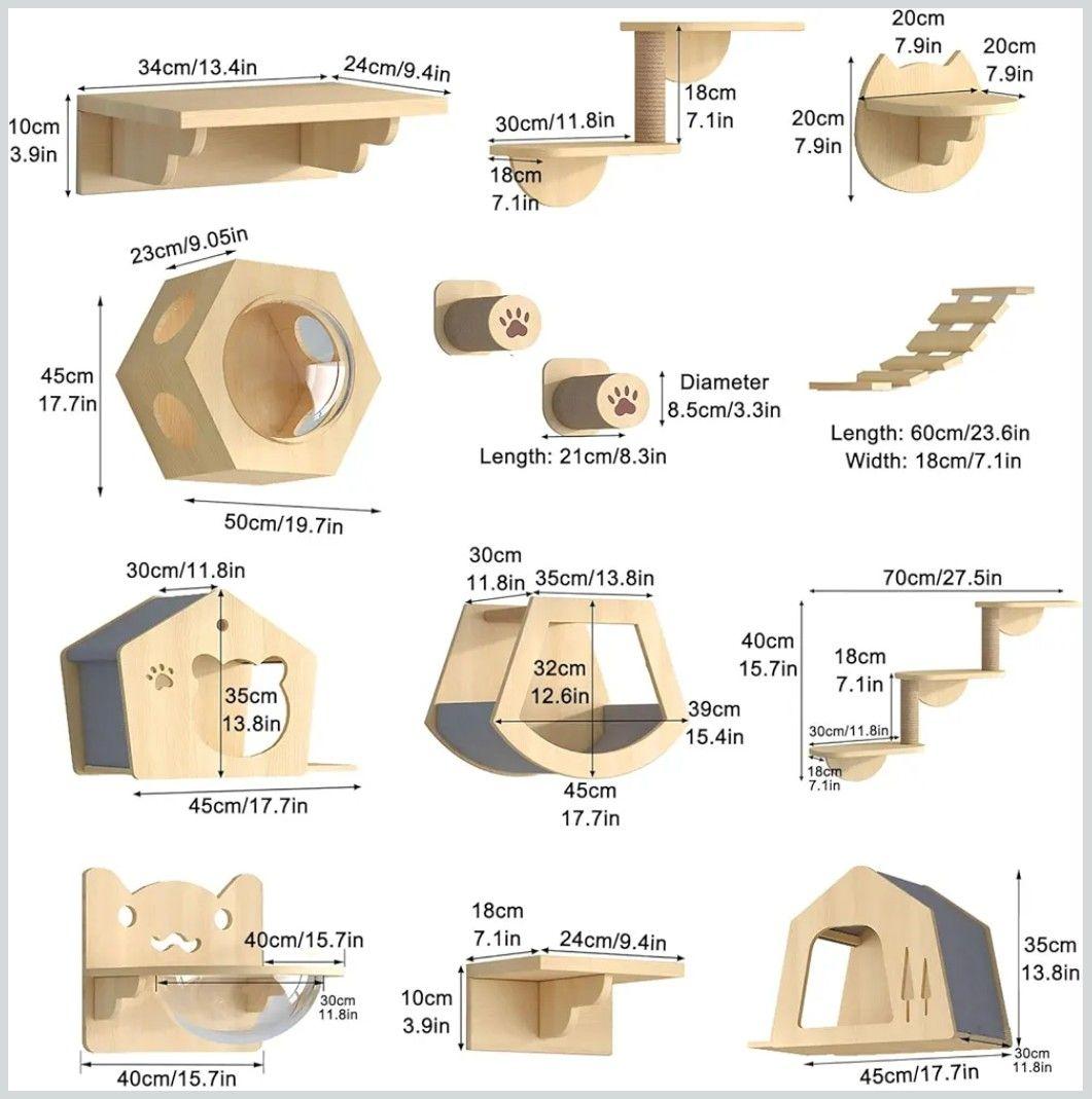 壁取り付け式キャットタワーセット