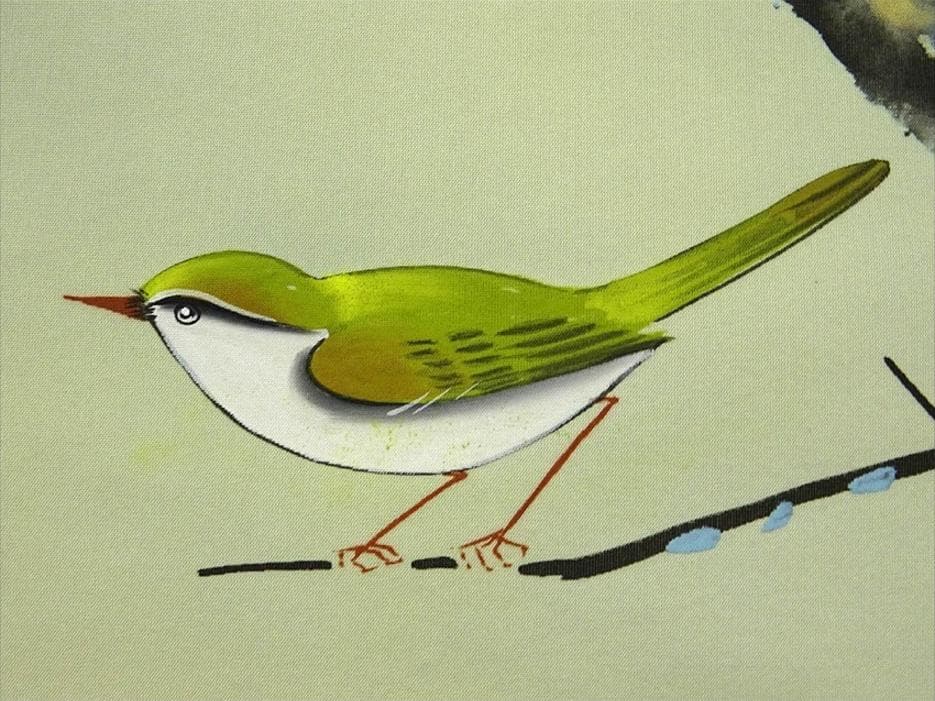 掛軸 八代玲華『白梅図』花鳥図 絹本 肉筆 共箱付 掛け軸 a040916