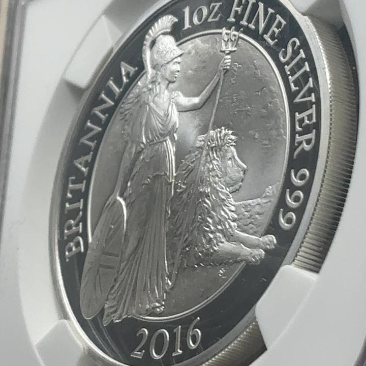 2016年 イギリス ブリタニア ライオン 2ポンド 銀貨 PF70 UC