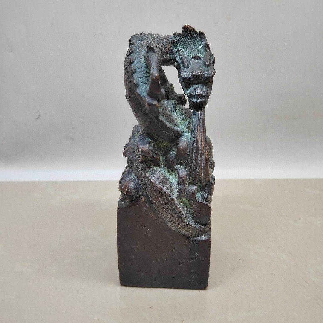 銅制 印章 竜行天下印 書道具 客間博古架 書卓 装飾品 工芸品 置物