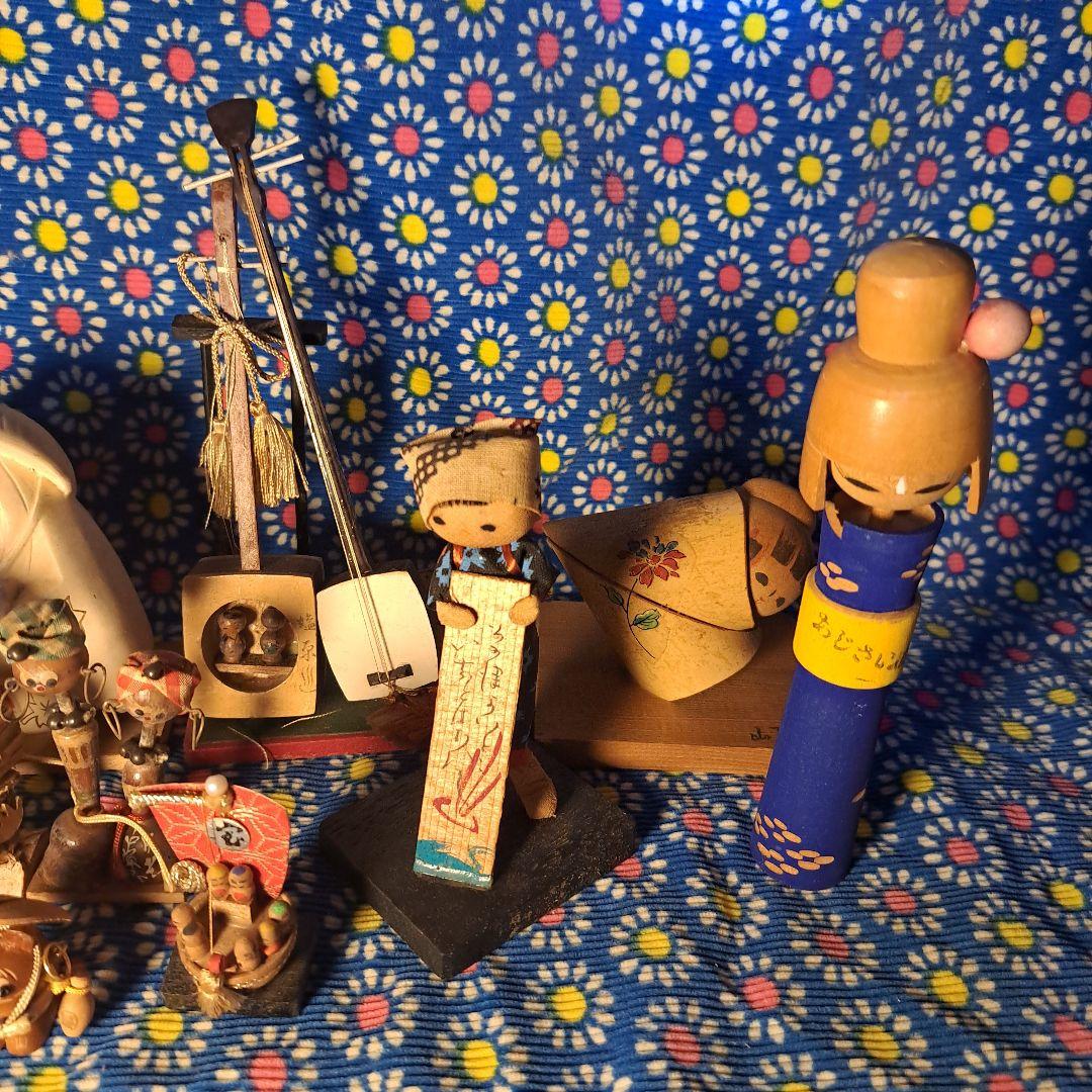 レトロ人形 木製人形セット 陶器 昭和レトロ