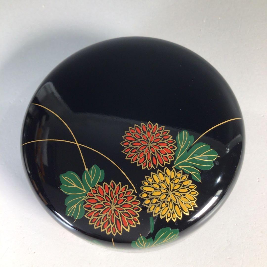 Ｐ２８　N74 　2点‼️棗　『祇雲作』『黒漆塗』『菊蒔絵』　共箱　茶道具