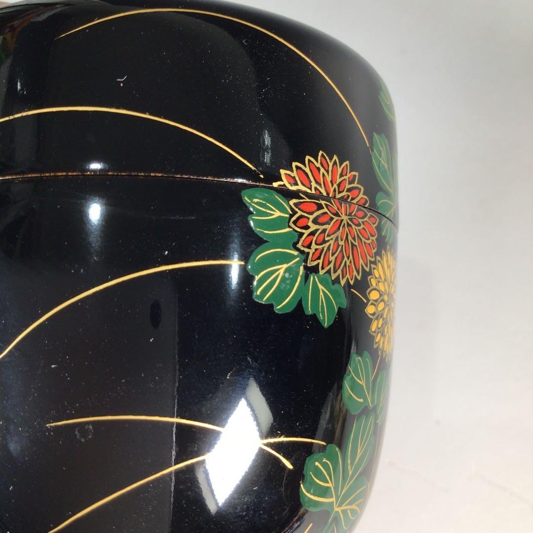 Ｐ２８　N74 　2点‼️棗　『祇雲作』『黒漆塗』『菊蒔絵』　共箱　茶道具