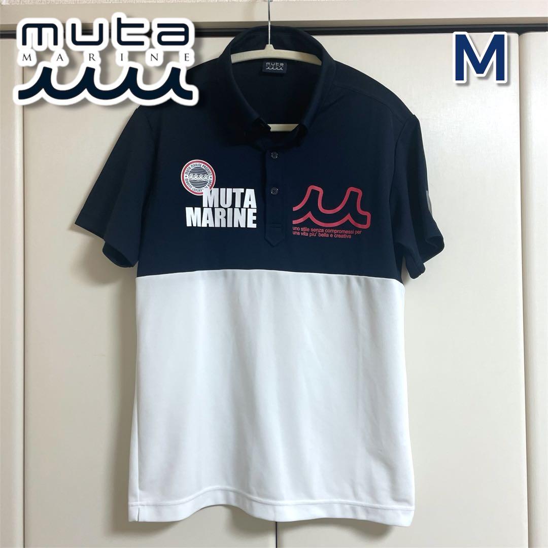 muta ゴルフ　ゴルフ　ポロシャツ　ネイビー　ホワイト　ムータ　メンズ　M