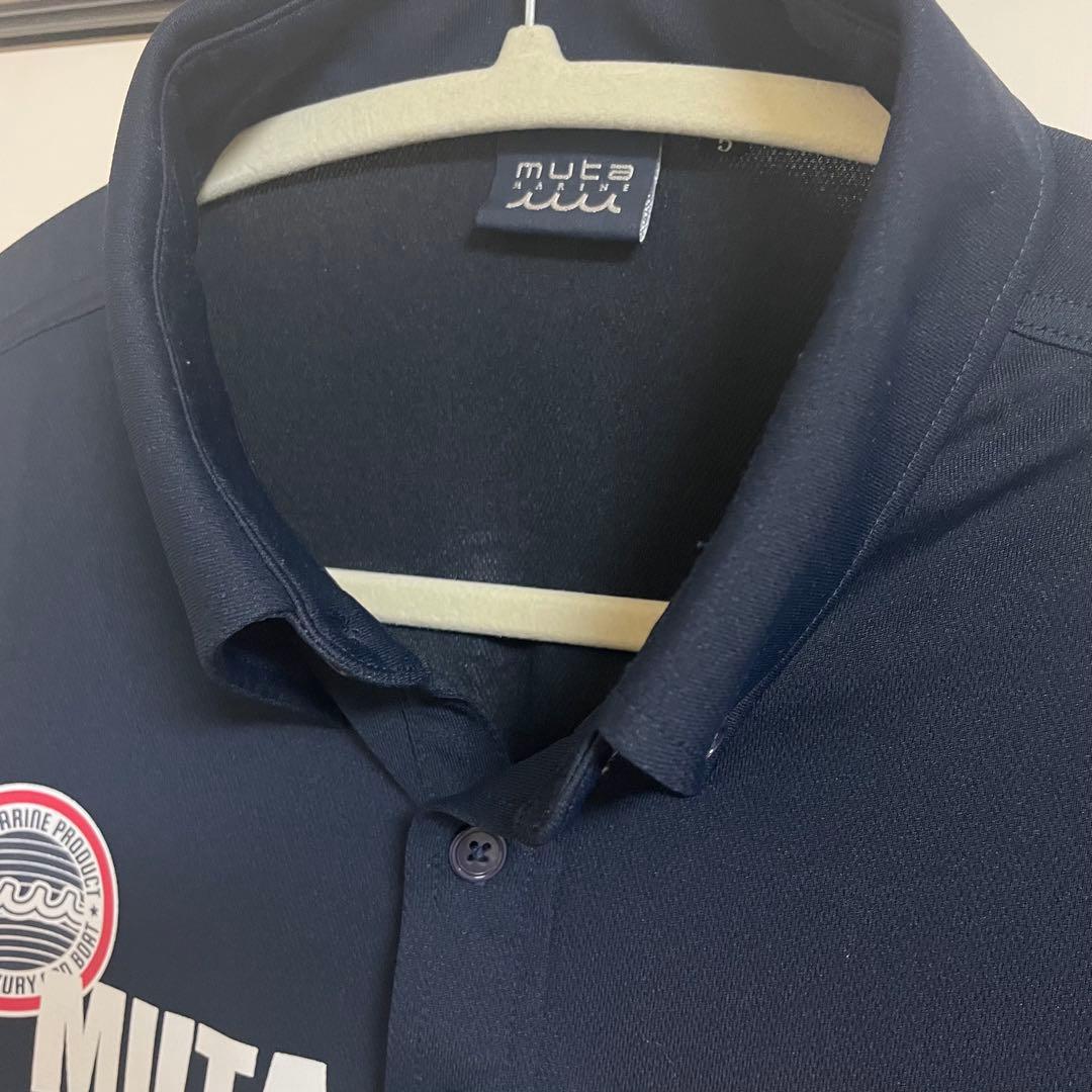 muta ゴルフ　ゴルフ　ポロシャツ　ネイビー　ホワイト　ムータ　メンズ　M