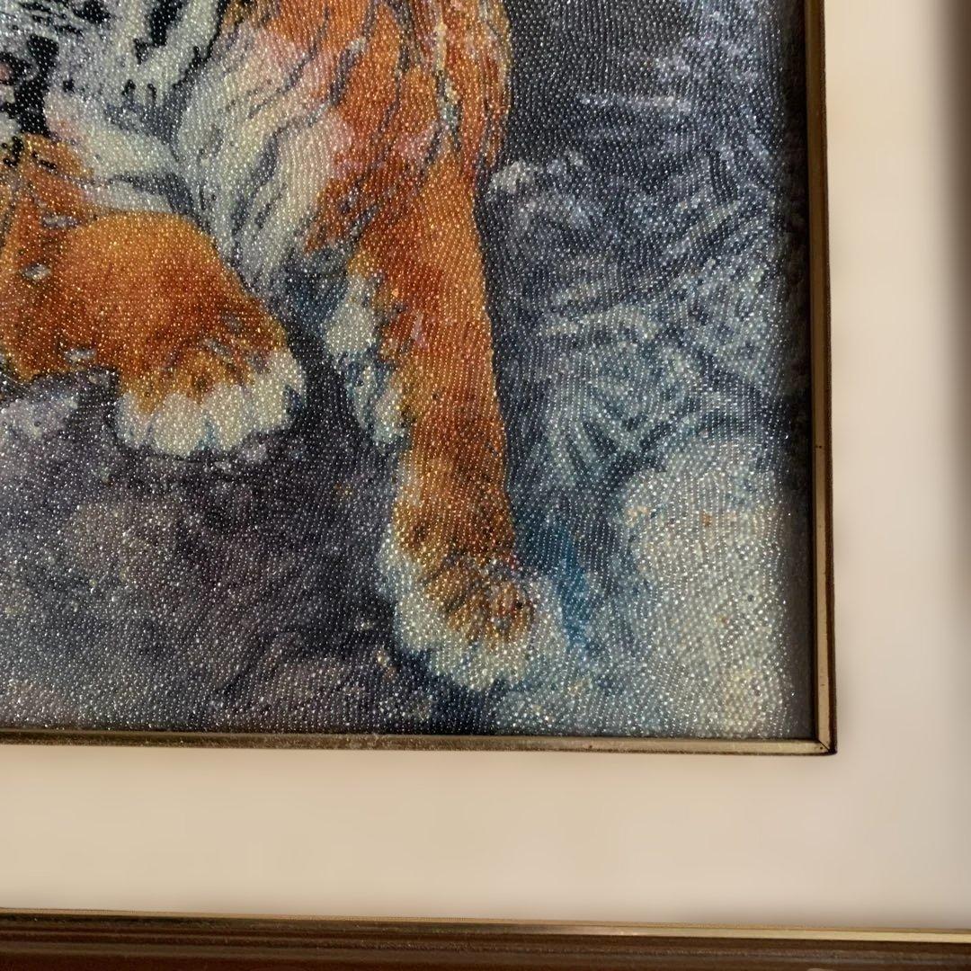 虎★ビンテージレトロ★ビーズデザイン★絵画。