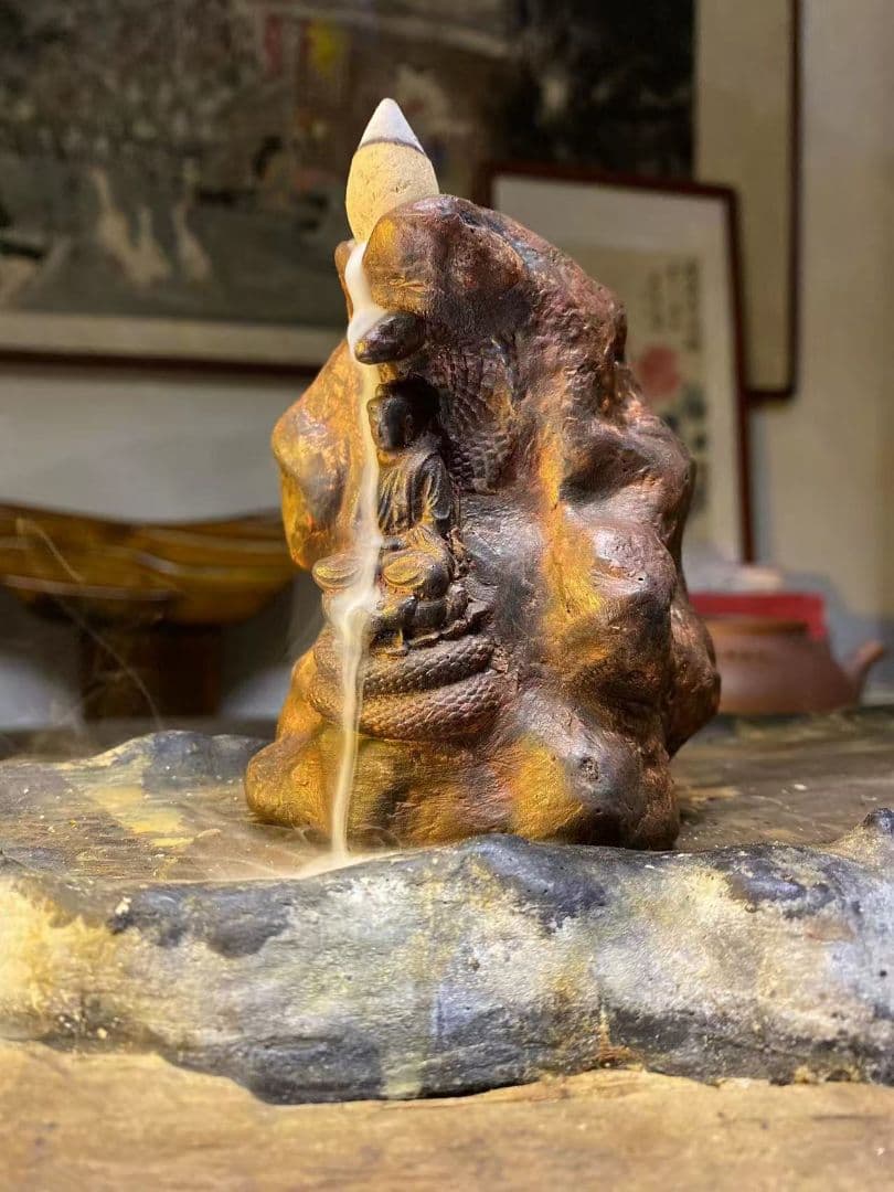 石像 石仏 釈迦牟尼仏 蛇仏 吉祥守護 鎮宅 禅意 置物 文房 茶道 礼仏工芸品