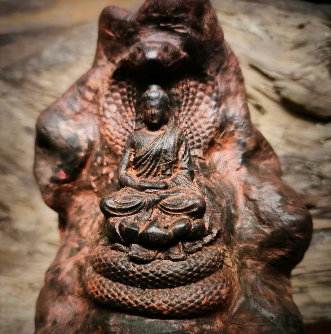 石像 石仏 釈迦牟尼仏 蛇仏 吉祥守護 鎮宅 禅意 置物 文房 茶道 礼仏工芸品