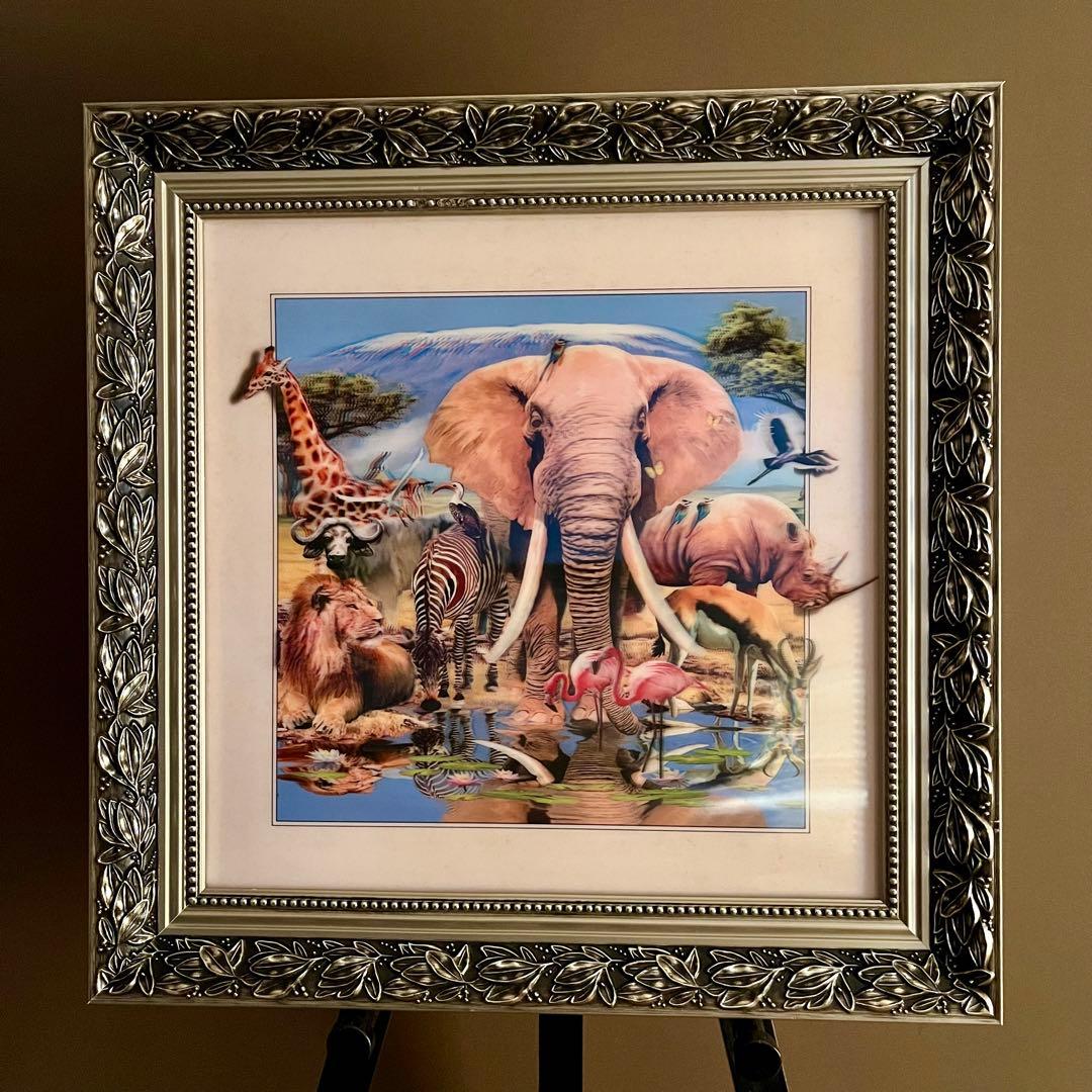 3Dアート Animals 額付 絵画 インテリア