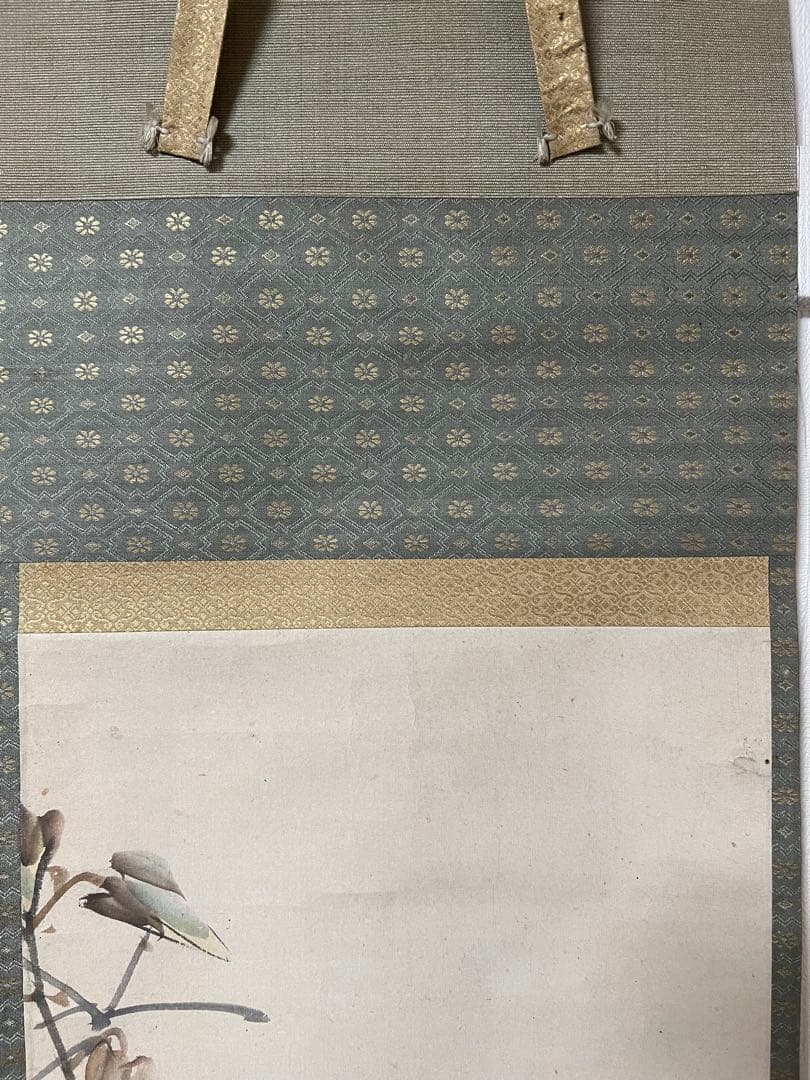 掛け軸 松村景文 絵［花ノ図］京都生 紙本　肉筆　共箱！