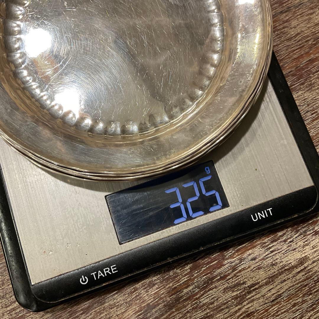 総重量325g！ 時代金工 青松堂 純銀 銘々青海盆 五客揃 共箱付き 煎茶道具