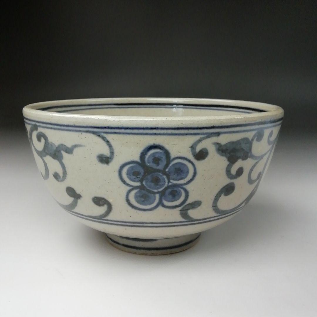 Ｔ４４３　茶碗　『安南写　梅唐草』『膳所焼』『淡海ぜぜ　陽炎園造』　共箱　茶道具