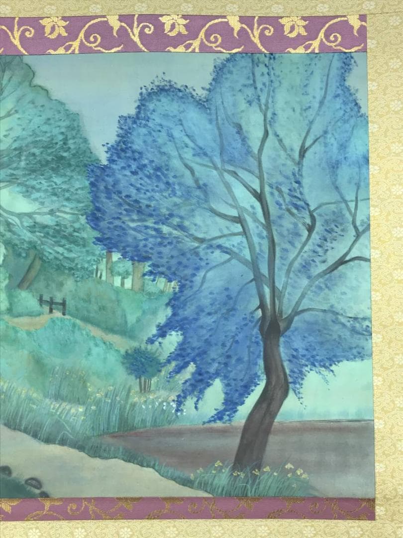 作者不詳/春風景図/山水図/横物/燕子花/アヤメ図/掛軸/名家伝来/AD-655