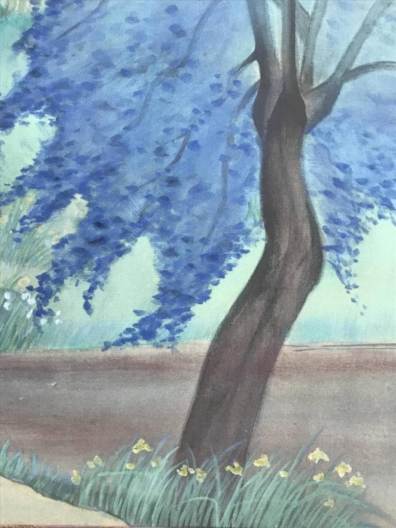 作者不詳/春風景図/山水図/横物/燕子花/アヤメ図/掛軸/名家伝来/AD-655