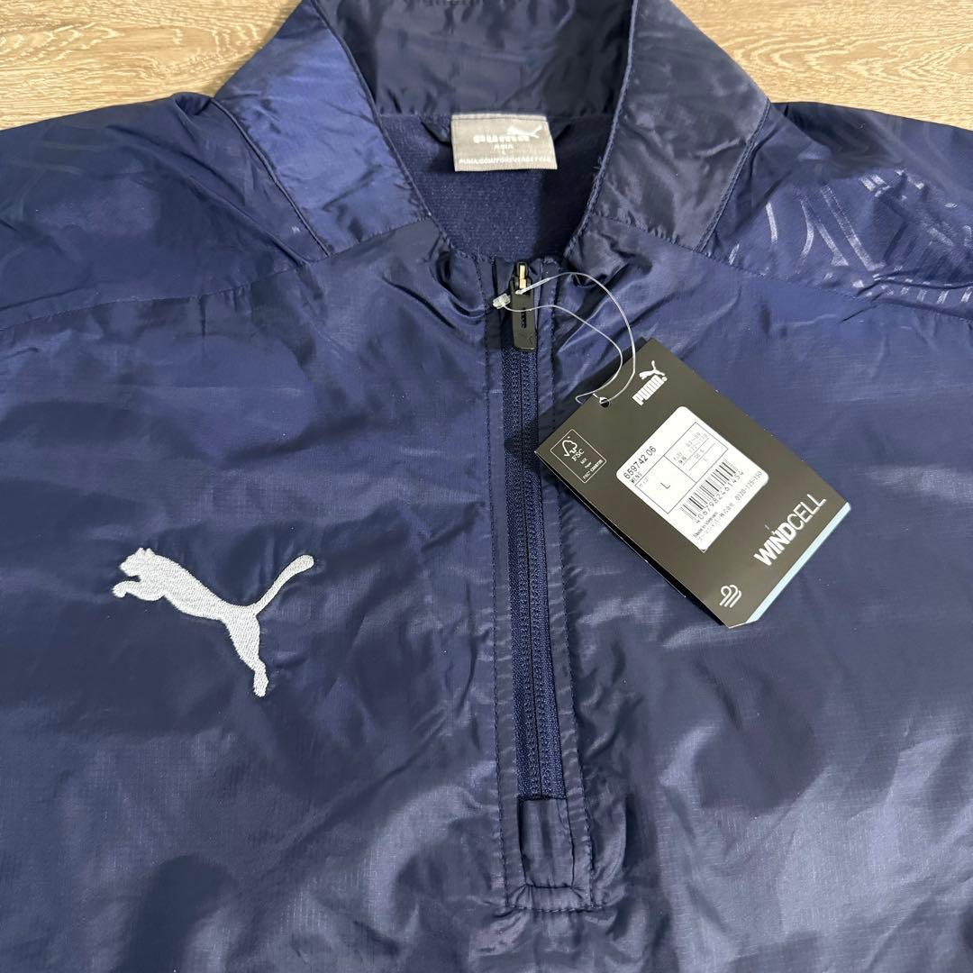 新品特価 PUMA サッカーウェア 裏起毛 ピステ・ウィンドブレーカー 上下 L