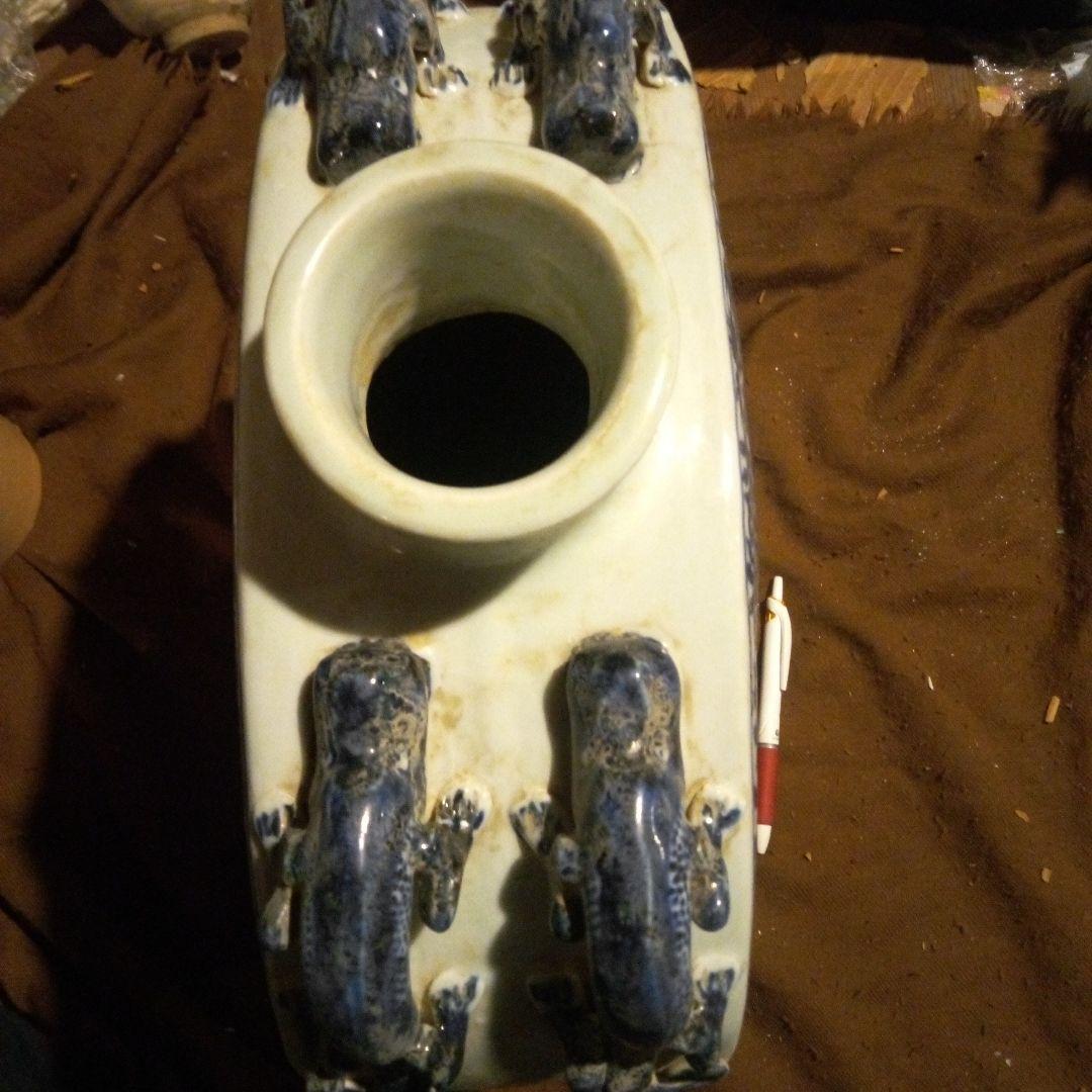 中国陶磁器　元染付　大扁壺