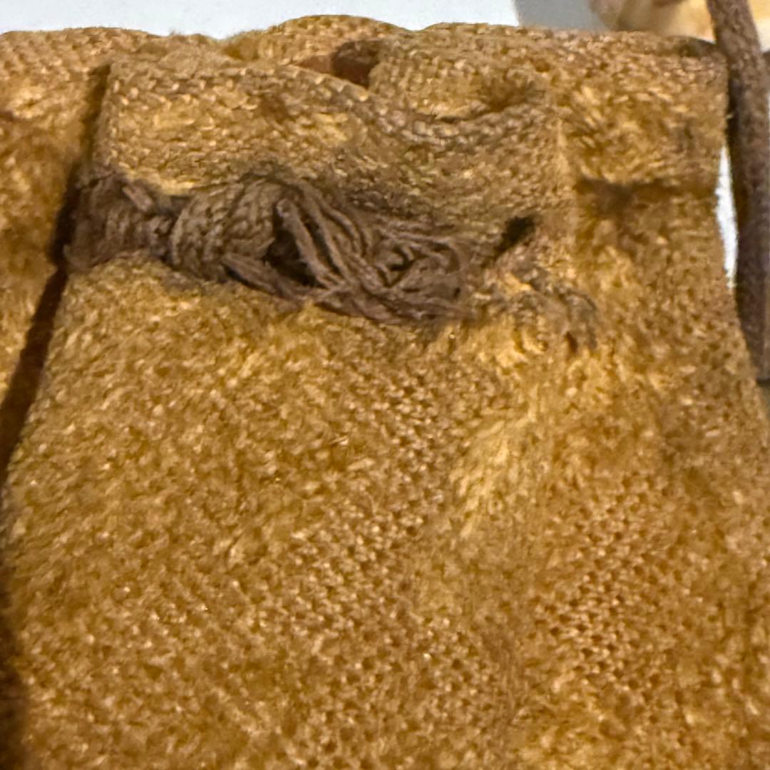 道中財布 根付 瑪瑙玉 中国 絵銭 付属 花銭 古銭 銅鏡 麻 アンティーク 珍