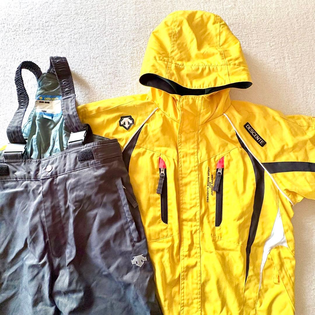 150 デサント　スキー　スノーボード　上下セット　イエロー　グレー　ジュニア