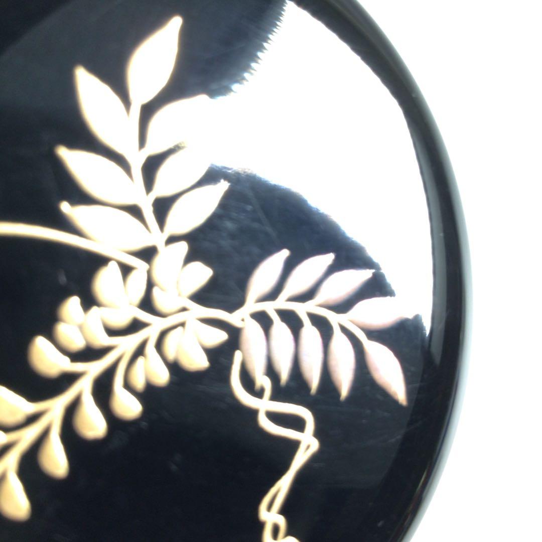 Ｐ８３４　棗　『祥雲作』『黒漆塗』『藤蒔絵』『胴締棗』　共箱　茶道具