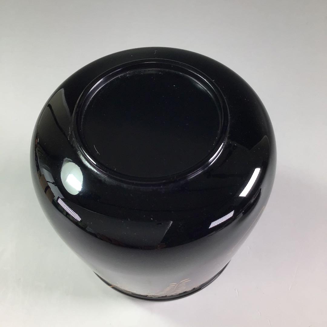 Ｐ８３４　棗　『祥雲作』『黒漆塗』『藤蒔絵』『胴締棗』　共箱　茶道具