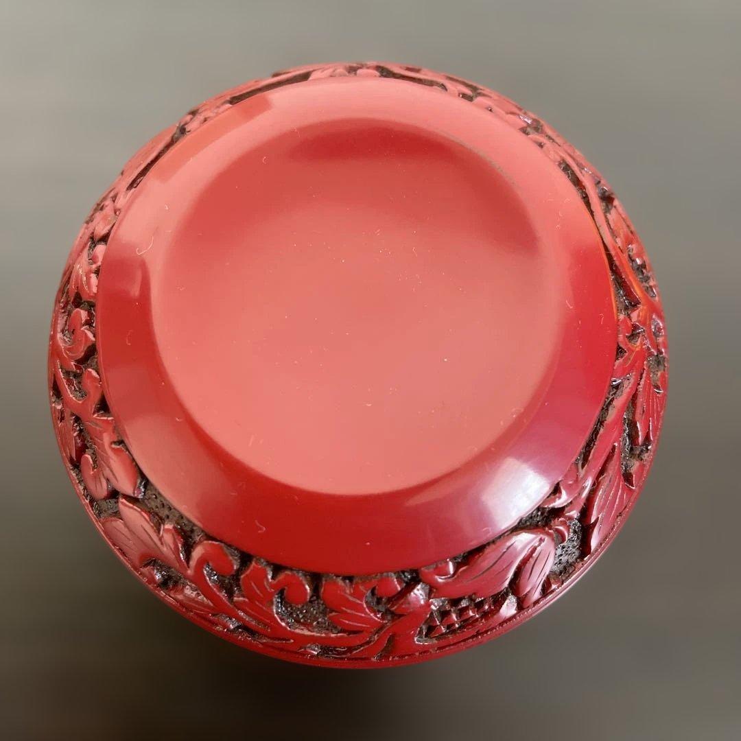 宝相華文　香合　村上木彫堆朱 共箱付き 伝統工芸　茶道具 漆器　庚堂