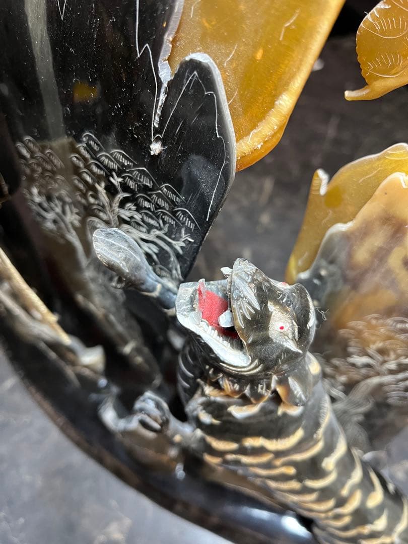 中国芸術、中国彫刻、水牛のツノ彫刻 鷹と虎の水牛のツノ彫刻、中国美術 貴重美術