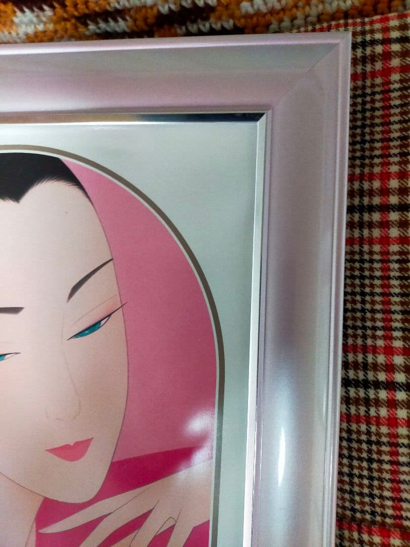 女性の肖像画 ピンク アート作品　[鶴田一郎]　美人画　特価　¥9500-!!