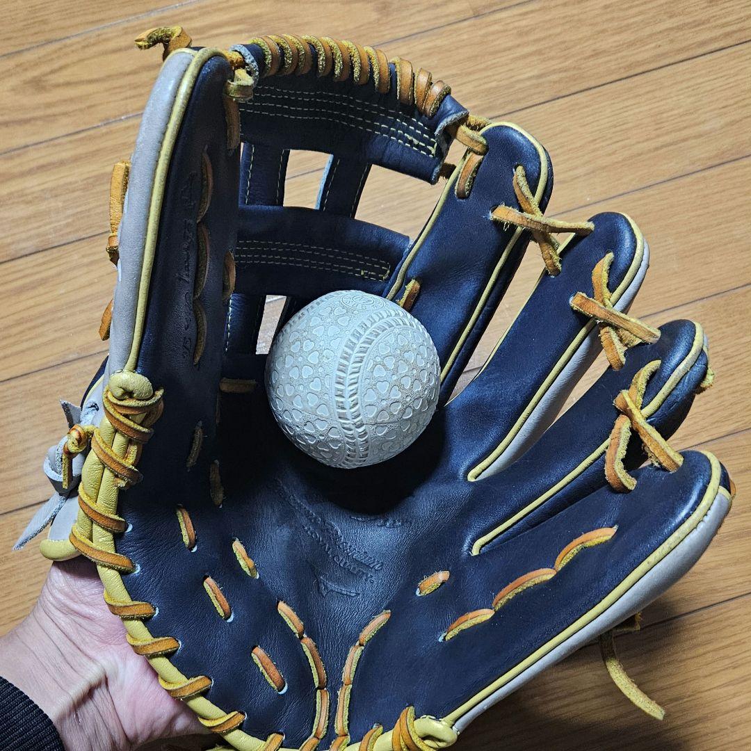 ミズノプロ　軟式用グローブ ネイビー/ゴールド 　　　　　　内野手用