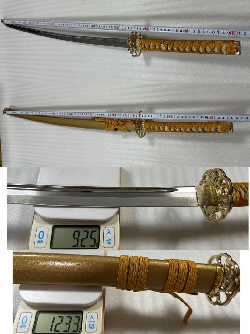 新品 模造刀　樋入り刀身 打刀 金鞘　コスプレ 鞘付き長さ約105cm 26A3