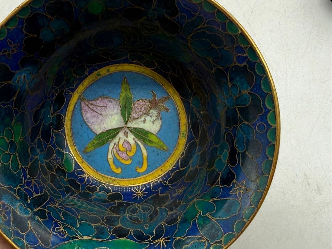 中国　七宝焼　三多紋　杯　台付　送料込み251224