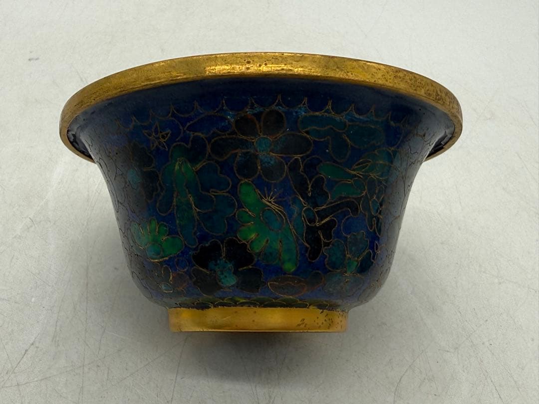 中国　七宝焼　三多紋　杯　台付　送料込み251224