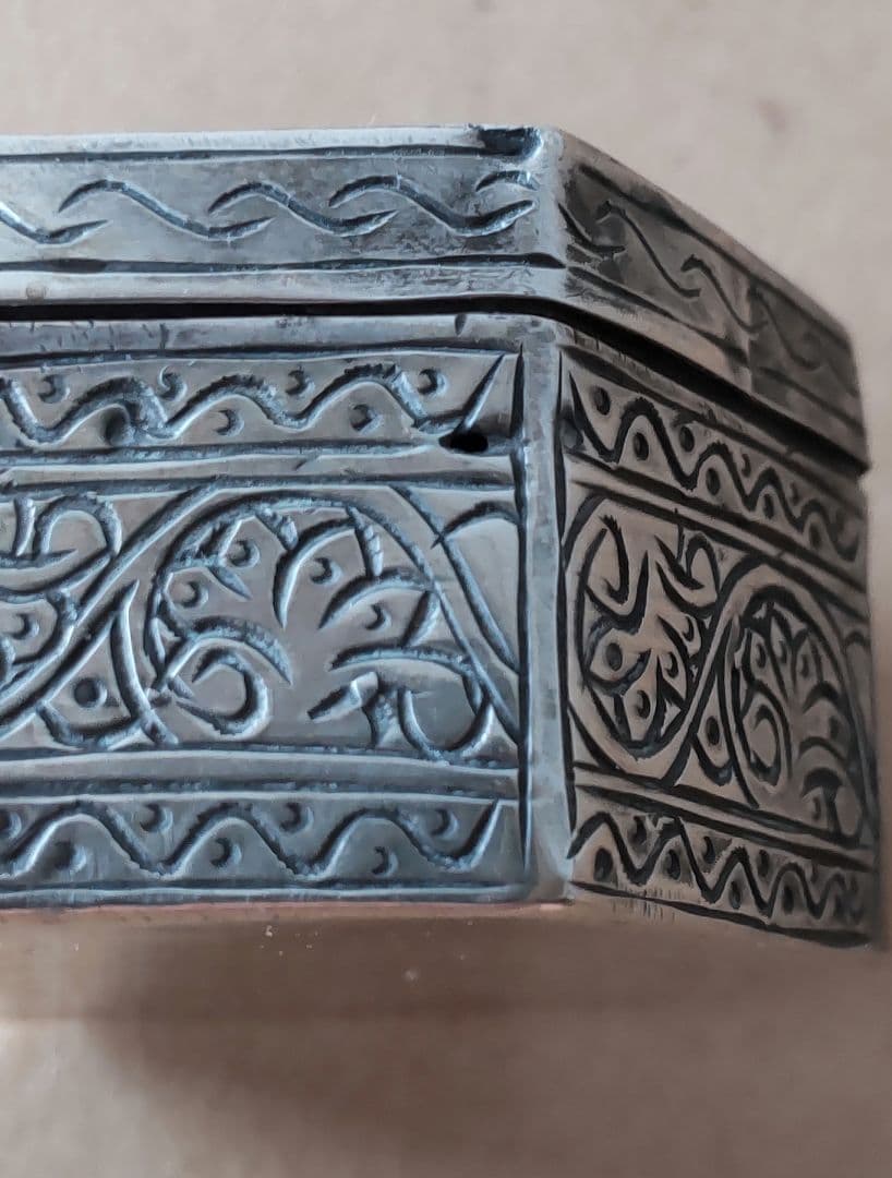 アンティーク 小物入れ 銀製 インタリオ カーネリアン