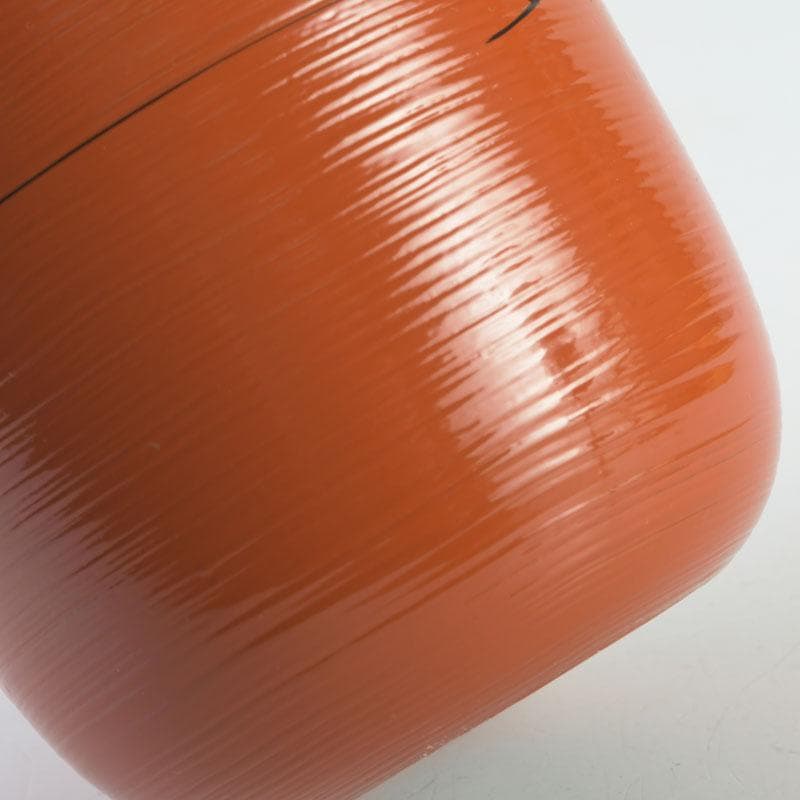 茶道具　山中塗　道場宗廣作　朱刷毛目　梅月蒔絵　大棗　共箱　V　9836