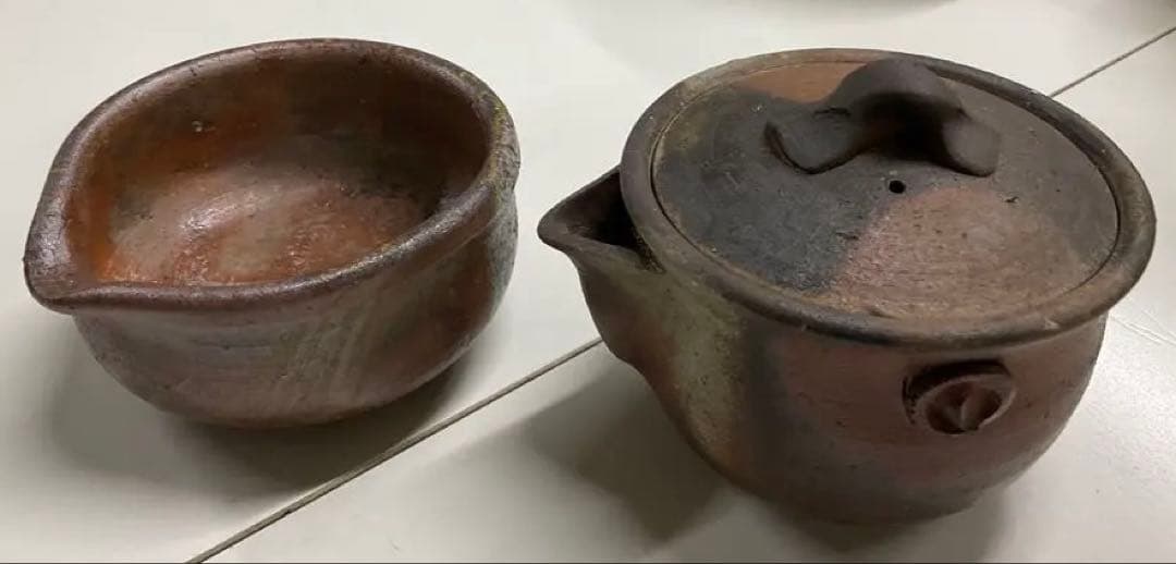 備前焼　宝瓶・湯冷し・煎茶器五客セット(安東利喜)　名品