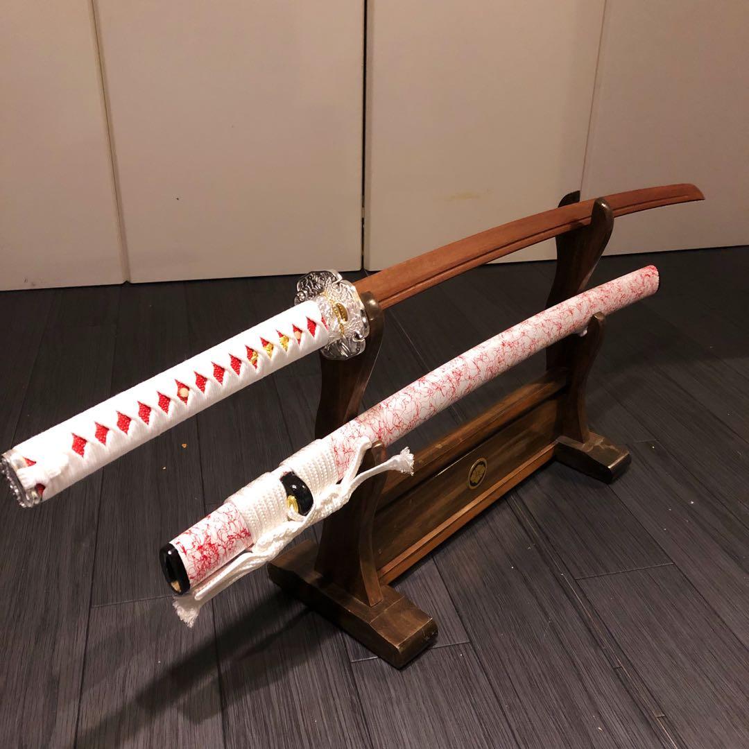 美品　本格模造刀　ローズウッド　木刀　鞘付き木刀　拵え　白拵え