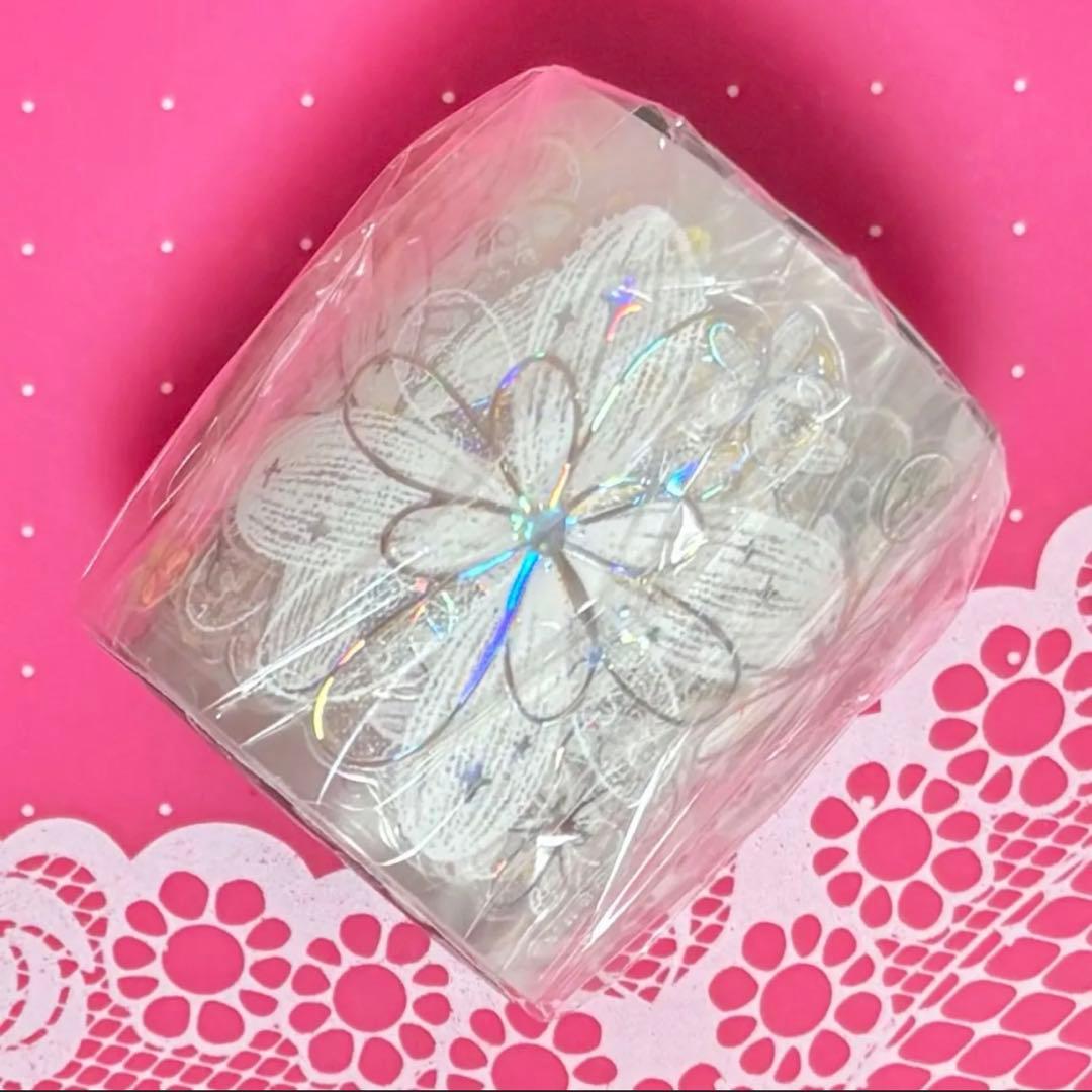 贝壳光 白色梦屿 ダイカット加工 4.5cm×6m 海外マスキングテープ　花