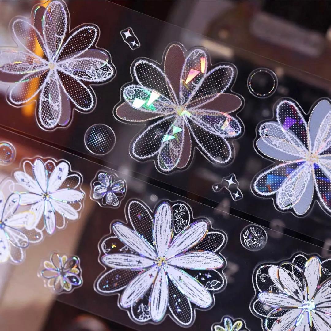 贝壳光 白色梦屿 ダイカット加工 4.5cm×6m 海外マスキングテープ　花